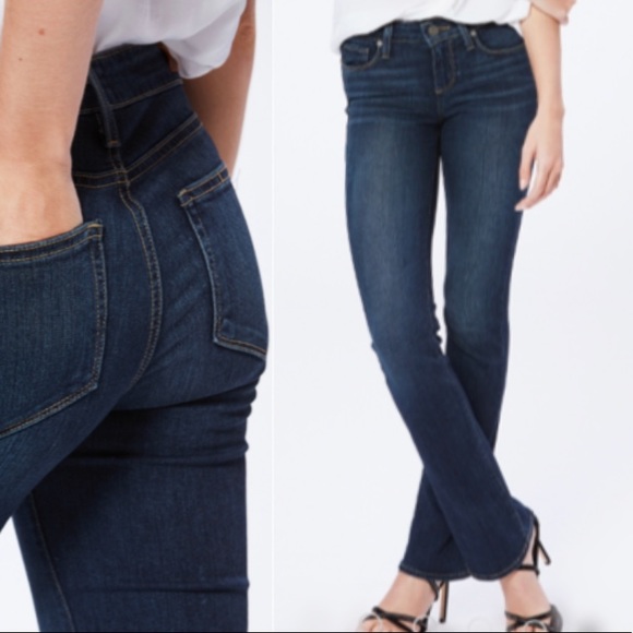 PAIGE Bootcut Dark Blue Wash Jeans. - Picture 2 of 10